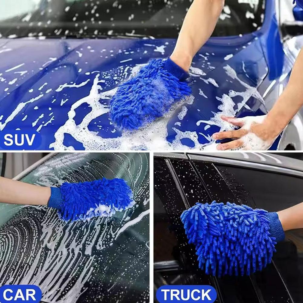 Chenille Car Washing Gloves Microfiber Auto Cleaning Mitt for Vehicle Double-sided Washable Thickened Care Cleaning Gloves