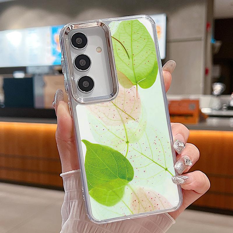 INS Watercolor Floral Case For Samsung S26 S25 Ultra S24 FE S23 Plus S22 S21 A15 A16 A17 A35 A36 A37 A54 A55 A56 A57 5G Plating Lens Soft Cover