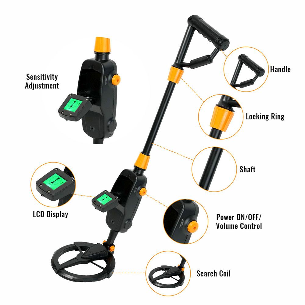 High Sensitivity Metal Detector 1008A Underground Gold Treasure Hunter Coil Depth Detection Waterproof Adjustable LCD Screen