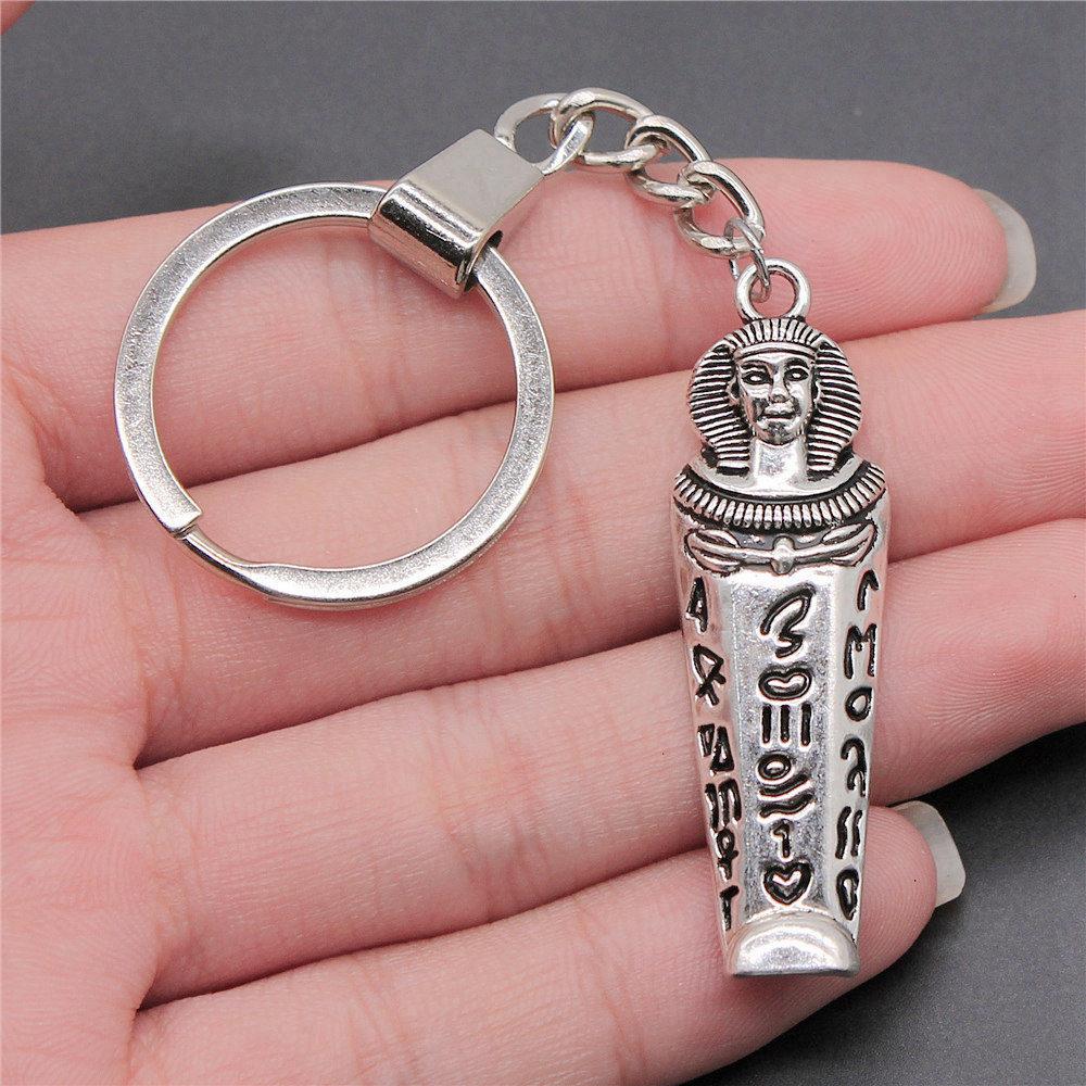 Chiefs Pharaohs Buddha Spiritual Amulet Pendant Antique Bronze Metal Keychain with 30mm Ring for Couples