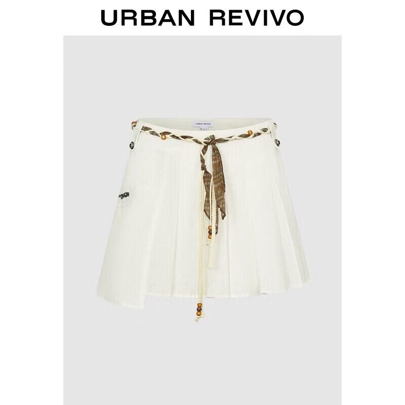 UR Women's Summer Pleated Mini Skirt with Braided Belt