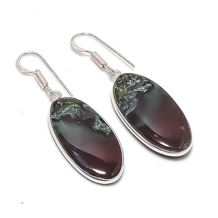 Natural Dragon Blood Gemstone 925 Sterling Silver Jewelry Earring 1.81  AE-12308