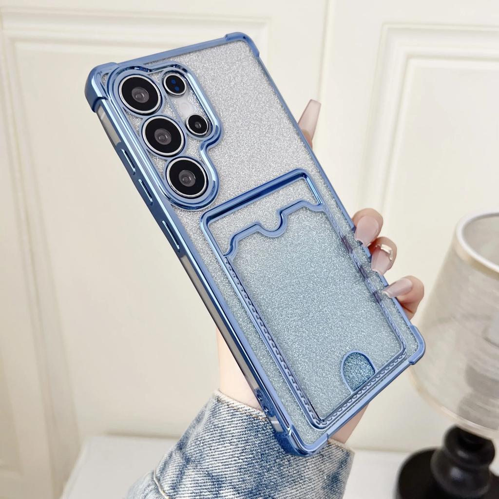 Custodia con Paillettes Gradiente e Portacarte, Placcatura Trasparente Per Samsung S25 S24 S23 S22 Ultra Plus A55 A35 A25 A54 A15 A14 A24 Cover Antiurto