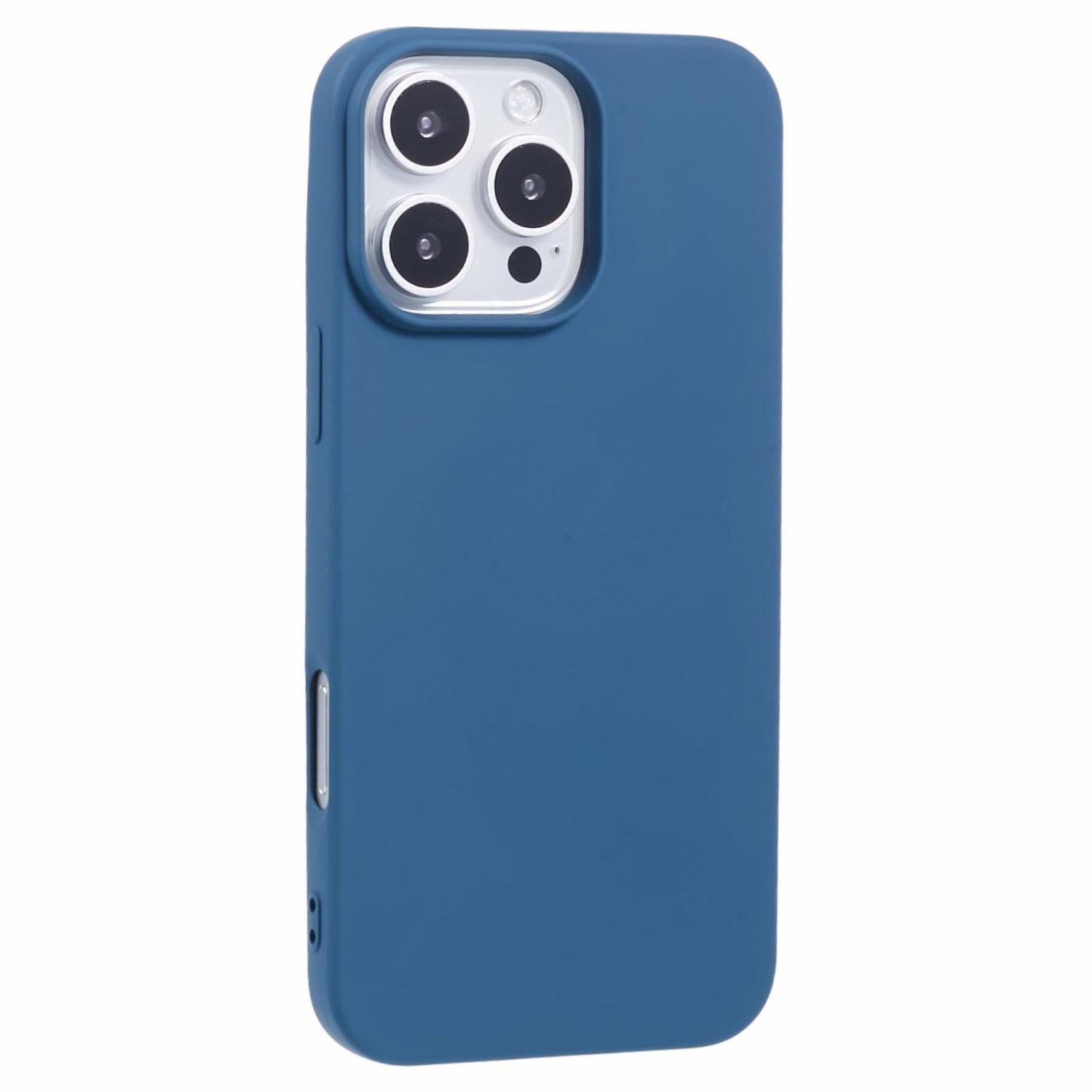 

For iPhone 16 Pro Max TPU Case Shockproof Soft TPU Fiber Lining Phone Cover Blue