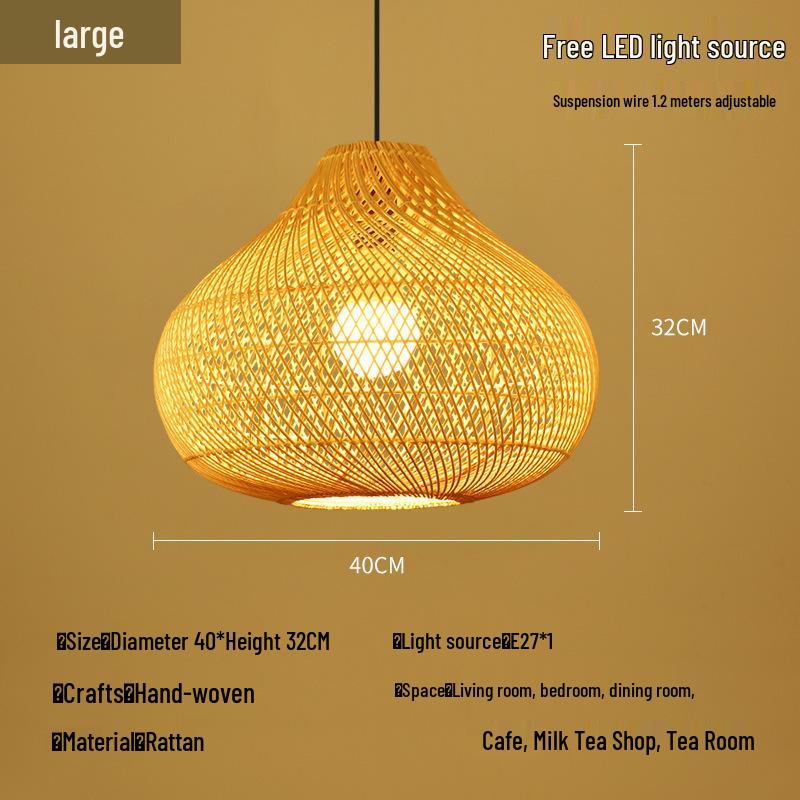 Zen Bamboo Pendant Lamp: Rattan Woven Japanese Tea Room Light
