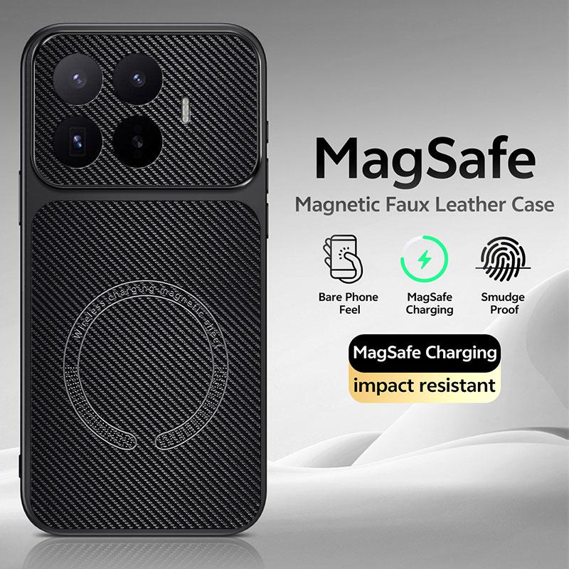 PU Leather Magnetic Wireless Charging Case For Magsafe Xiaomi Poco C75 C85X C81 M7 Plus M8 X8 X7 F5 F6 F7 F8 F9 Pro Max Ultra