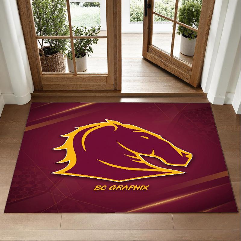 Brisbane Broncos Design Crystal Velvet Rug Soft Decorative Mat for Bedroom Entrance