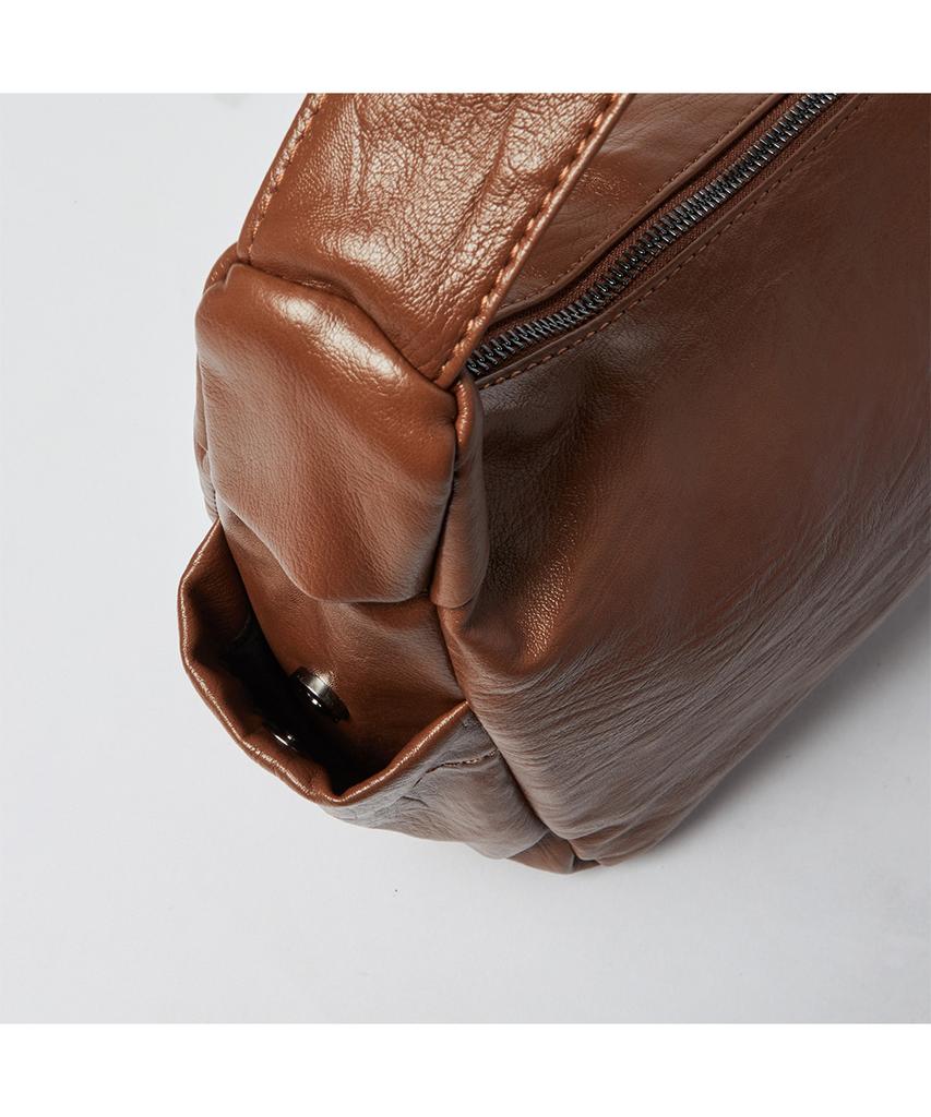 The Green Lab Faux Leather Hobo Crossbody Bag [Brown]