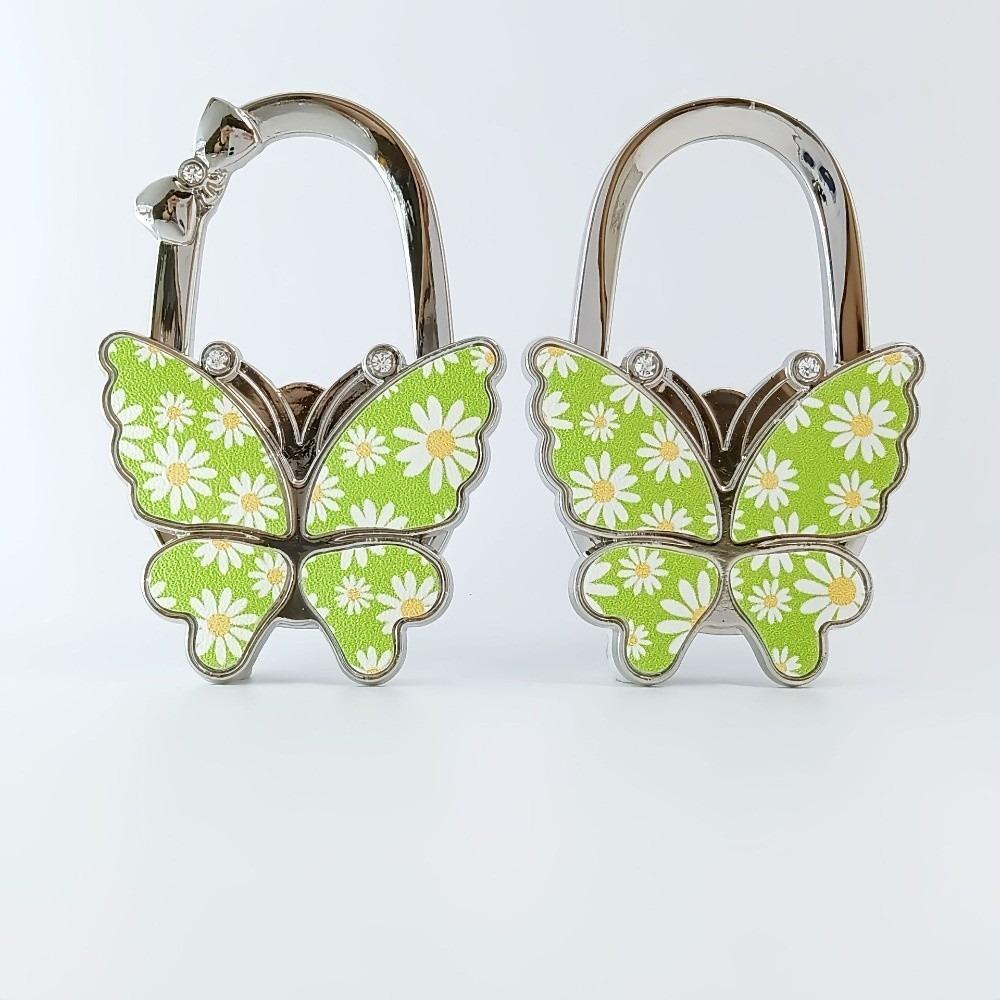 Durable Foldable Butterfly Handbag Hook Portable Creative Purse Holder Chrysanthemum Flowers Purse Hanger for Table