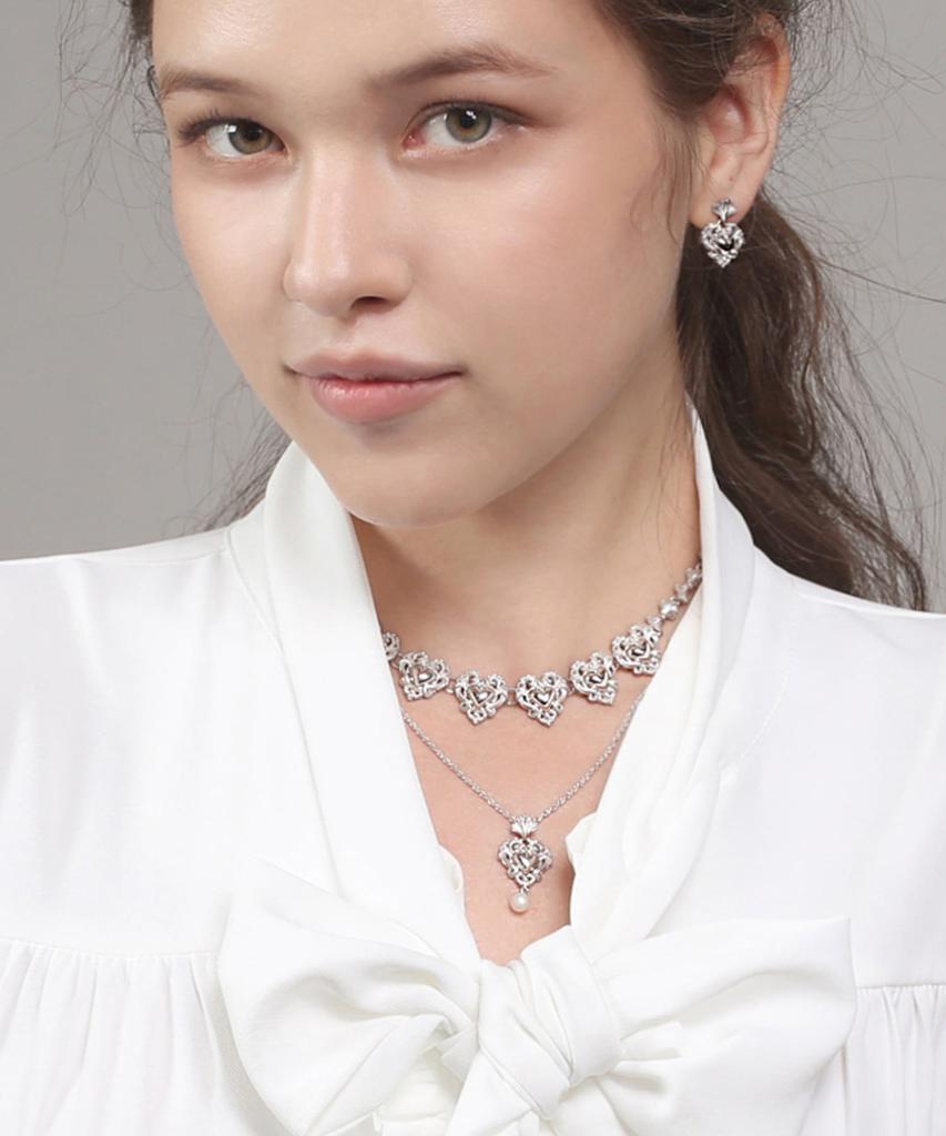 Trencadism Art Nouveau Heart Necklace Silver 925 Necklace Ann15Htpl