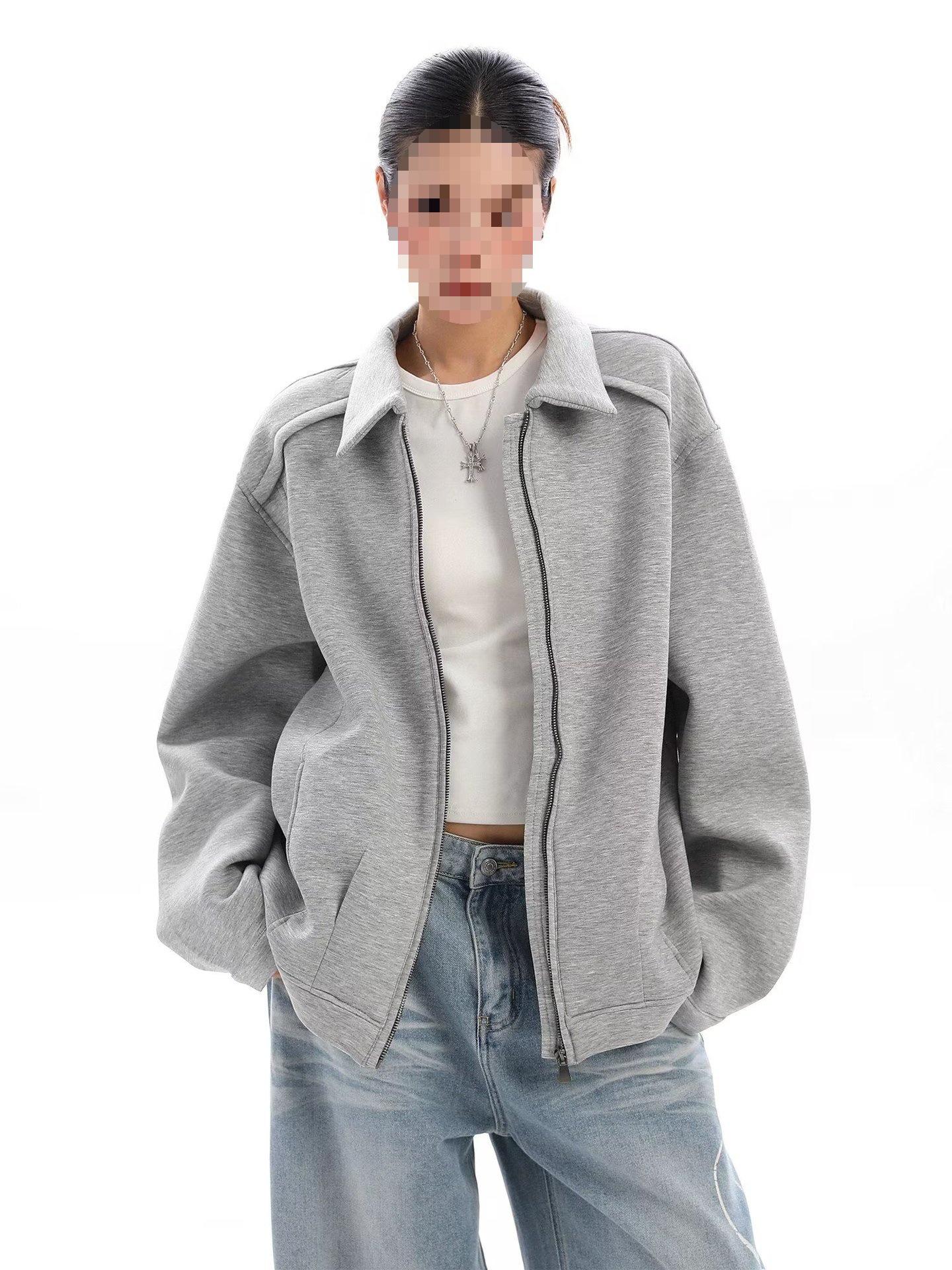 Early Autumn Korean-Style Women s Hooded Sweatshirt Jacket - Loose Fit with Edge Stitching Design 2XL 2290₽