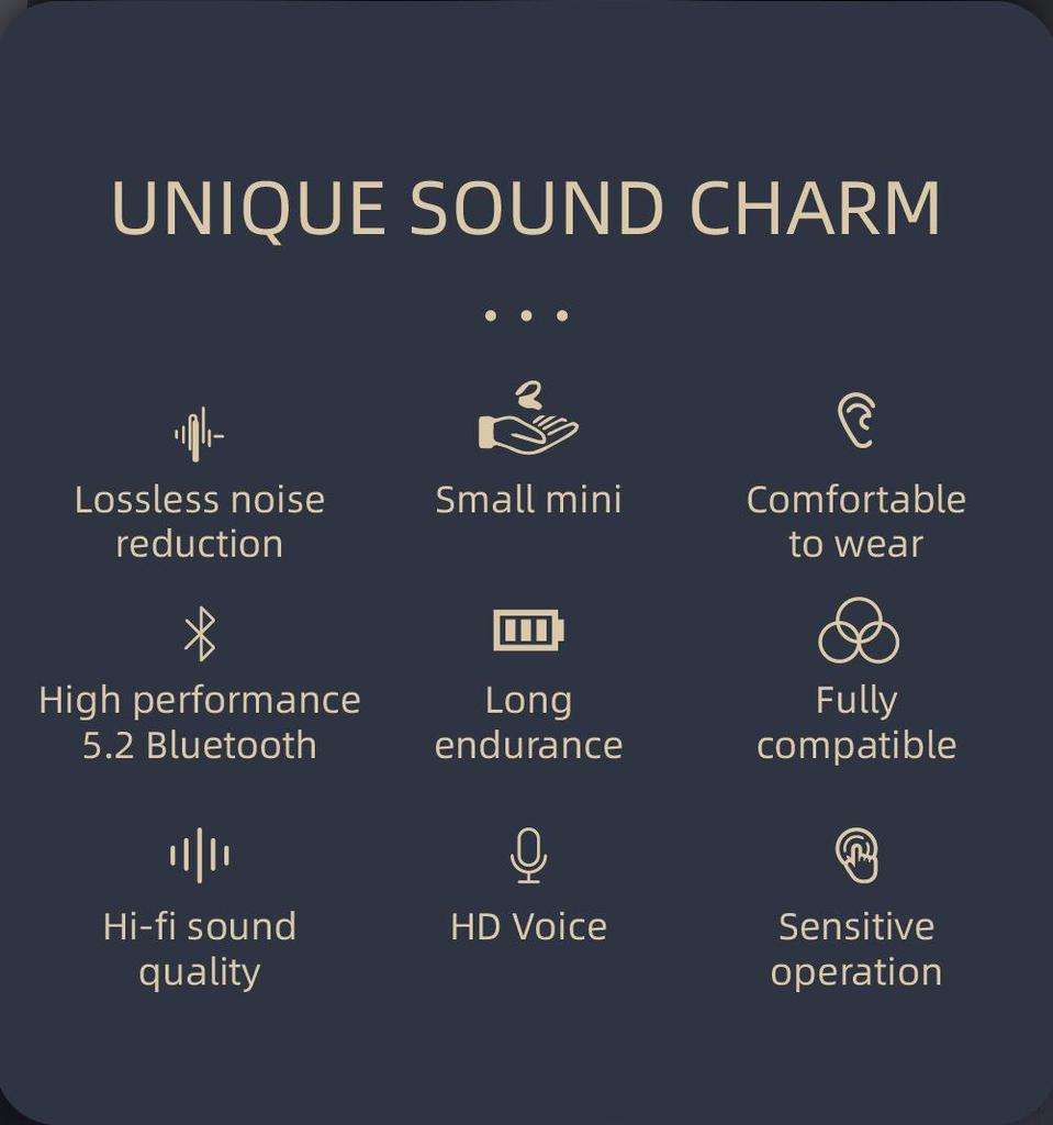 F8 Bluetooth Earphones: Wireless Mini In-Ear, Over-Ear, Stereo for Running and Music.