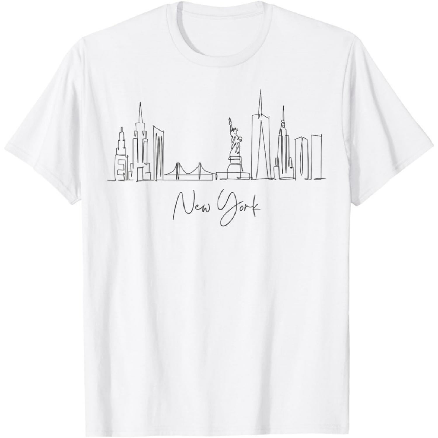 New York Skyline Tee NY City Vacation Statue of Liberty T-Shirt(1) XXXXXL белый