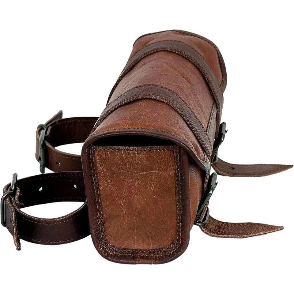 Bag Leather Saddle Tool Genuine Bike Bicycle Motorcycle Vintage Brown Handcraft