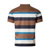 Fashion Men's Casual Polo Shirt V-neck Button Down Business Striped Versatile T-shirt Tops