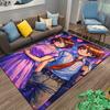 Flannel Rug Retro 80s Anime Couple Neon Tokyo City Pink Purple Vaporwave Art Decor for Living Room Bedroom Gift for Women