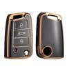 Gold Edge Car Key Case Full Cover Fob pro VW Volkswagen Golf 7 MK7 Tiguan MK2 pro SEAT Ateca Leon FR 2 Ibiza pro Škoda Octavia