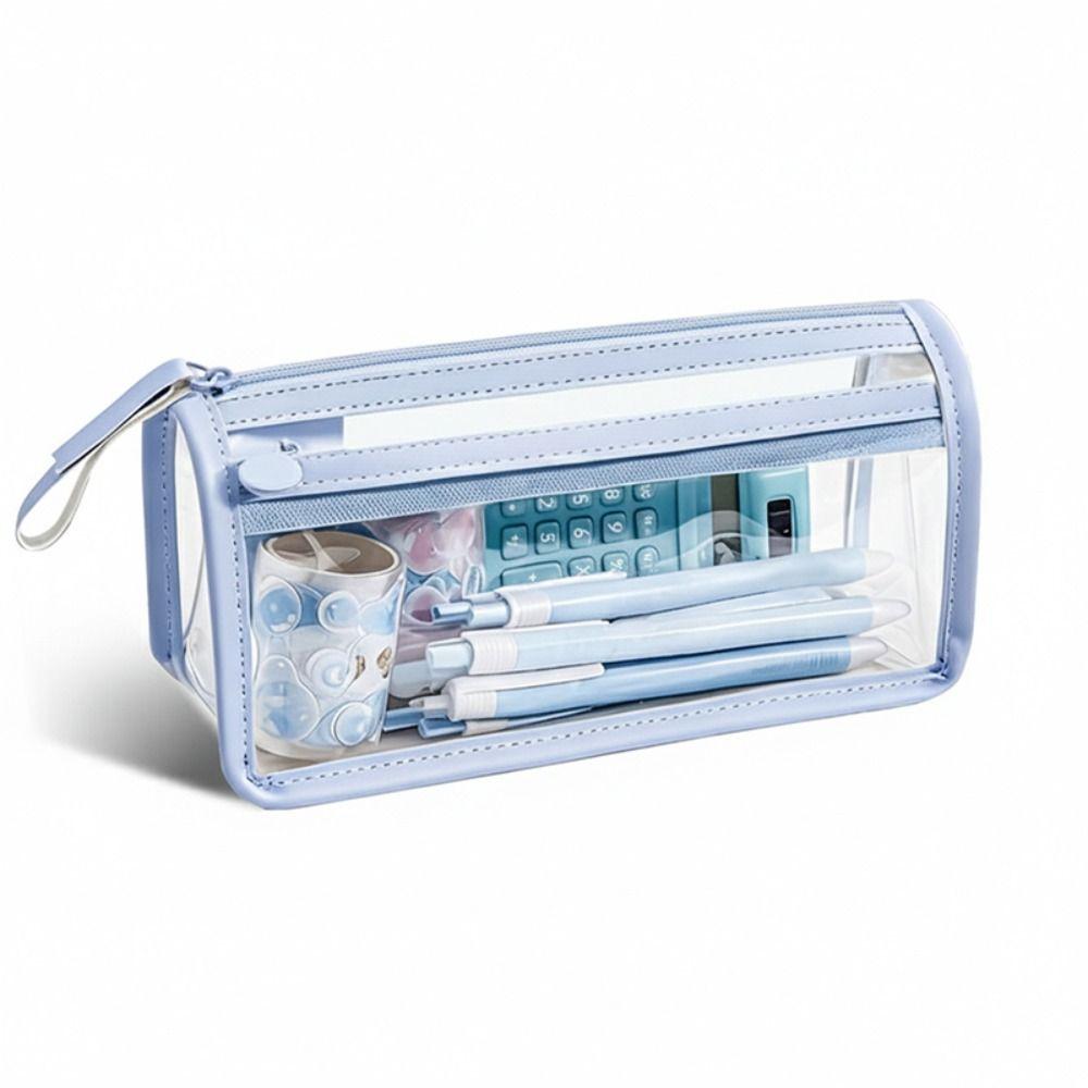 Transparent Pen Bag Stable Triangle Base Stationery Pouch Multi-functional Pencil Case  Students