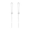 NEW Fashion Jewelry 925 Sterling Silver Long Tassel Chain Round Small Zircon Gold Plated Stud Earring Jewelry for Women