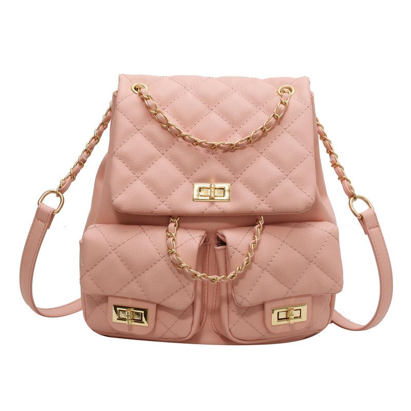 Einfacher Ketten-Rhombus Freizeitrucksack Damen neue Mode Reiserucksack Sommer Studenten kleiner Rucksack