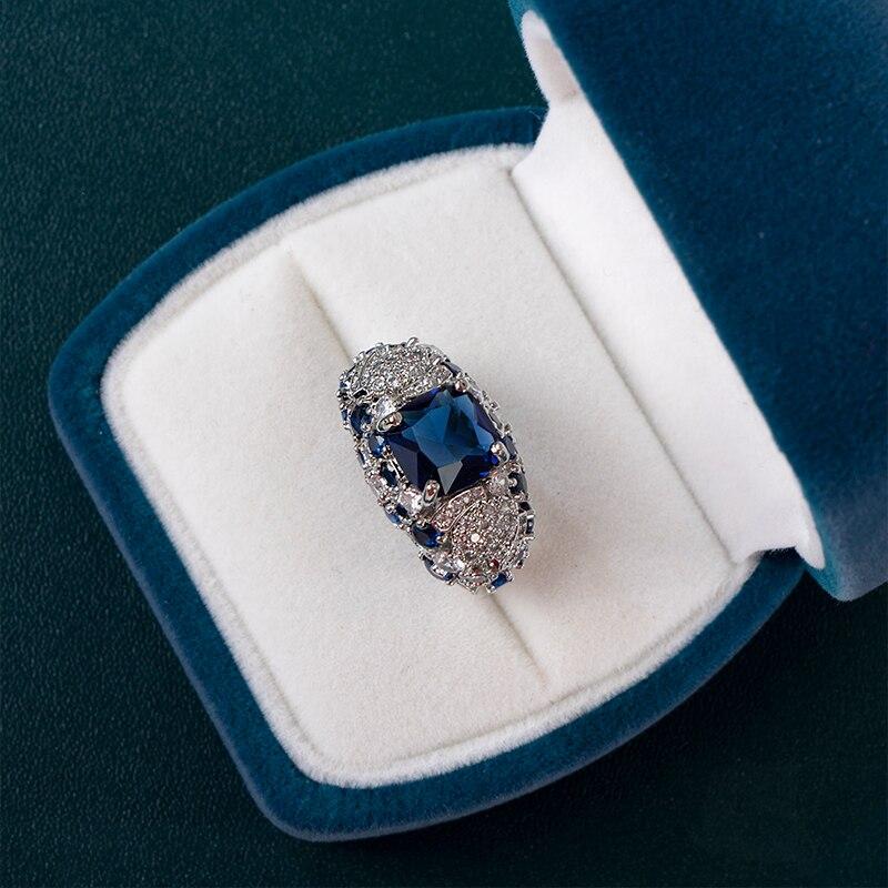 POMOiii Bagues Imitation saphir pour Wemon, zircone brillante de haute qualité, accessoires délicats et gracieux pour femmes, bijoux