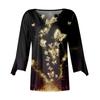 3/4 Sleeve Shirts For Women Pattern Print Graphic Tees Blouses Casual Plus Size Basic Tops Pullover