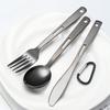 Black/Silver Camping Cutlery Set Stainless Steel Spoon Fork Set Flatware Set  Outdoor