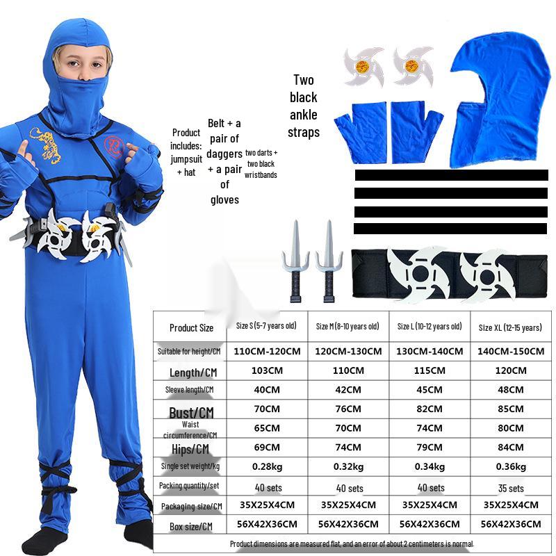 

«Детский костюм самурая ниндзя для косплея на Хэллоуин» M синий