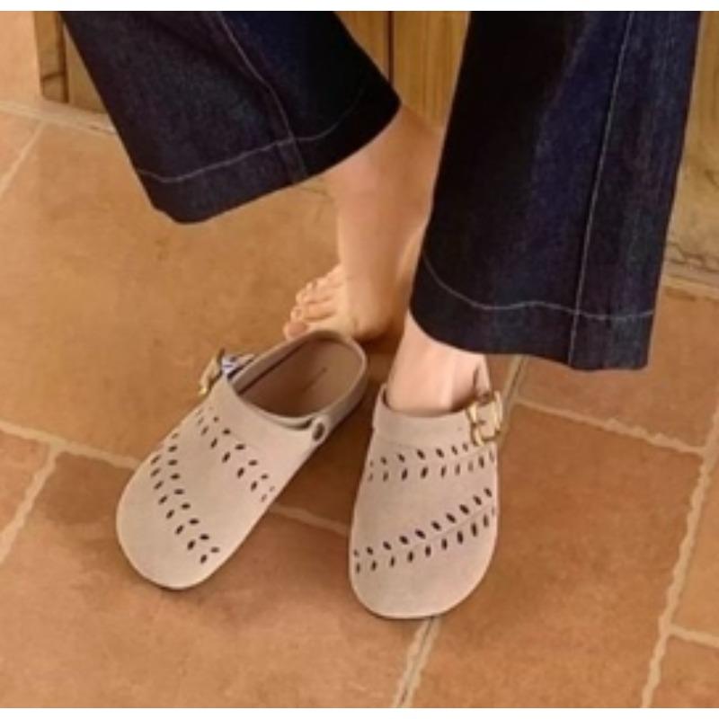 Fashion New Style Women Suede Clogs Slipper Soft Insole Sandals with Arch Support Shoes Outdoor Beach Suede Clogs Slippers Women Sandals
