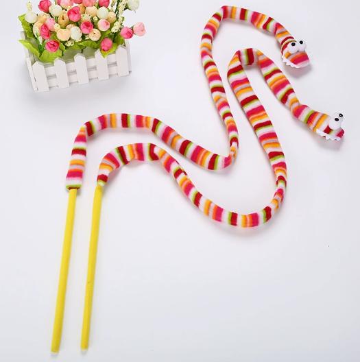 Kinghon Cartoon Cute Snake Shape Plush Pet Toy Interactive Movement Plastic Cat Teaser Playing Wand for Cats
