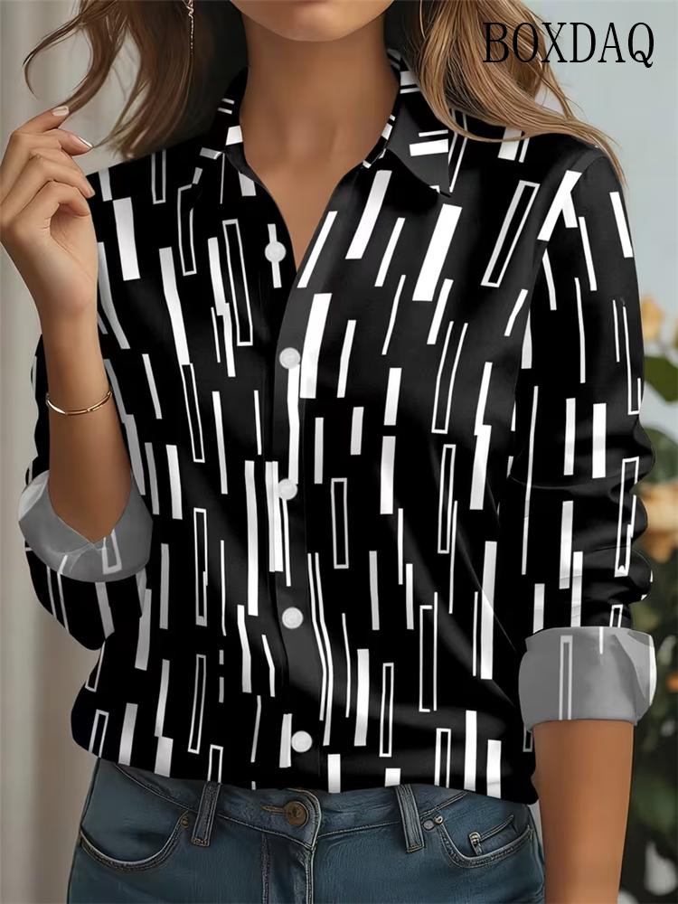 Elegant Ladies Fashion Blouse 2026 Spring Autumn Women's Tie Dye Striped Printed Shirts Casual Long Sleeve Office Women's Blouse