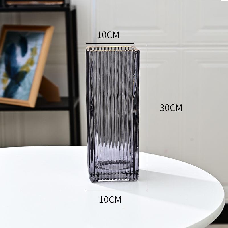 Thickened Square Glass Vase for Fresh Flowers - Elegant Hydroponic Floral Container for Living Room & Dining Table Decor