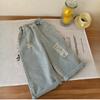 Girls Summer Korean Version of Thin Ripped Jeans Children's Denim Chic Straight Pants