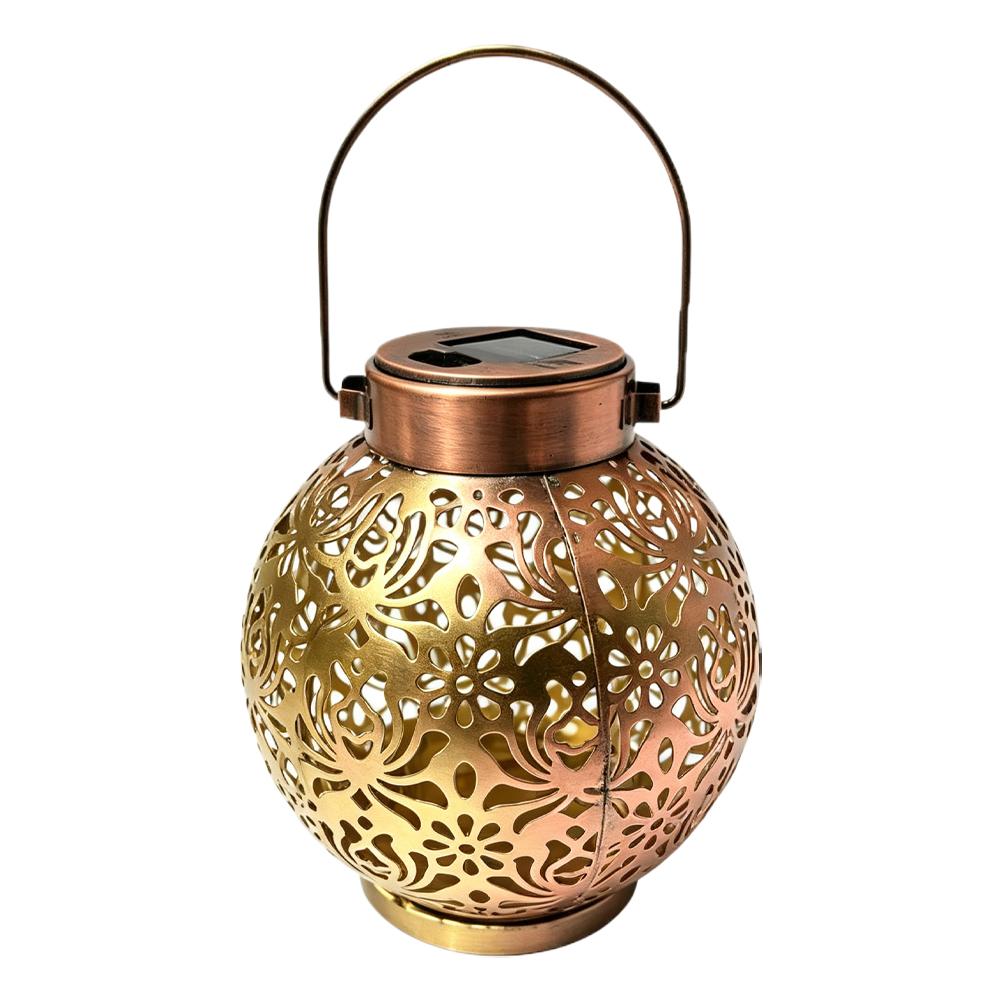 Hollow Pattern Solar Light Outdoor Camping Courtyard Garden Landscape Iron Projection Light Hanging Light