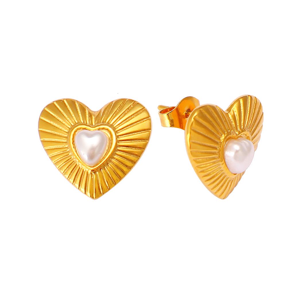 European High-End Semicircle Steel Bead Patchwork Earrings with Metal Texture Design