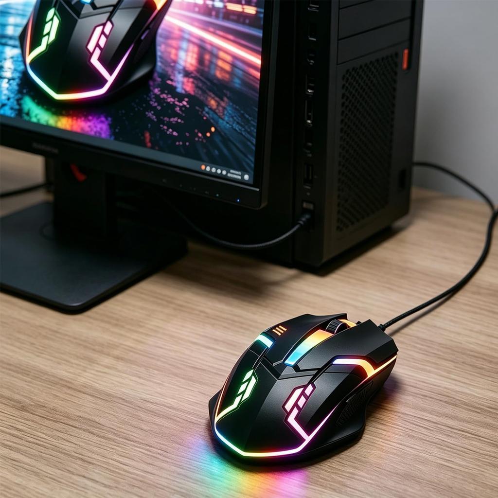 Padholds Gaming Mouse, Laptop Mouse, Wired Mouse. Features a 7-color Automatically Switching Backlight (breathing Effect), 1200 DPI Resolution, 3