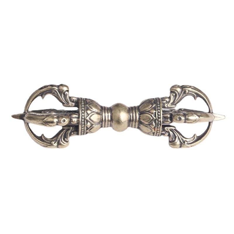 Vintage mosazný vadžra tybetký monster podmaňující kyj ruční díly náboženský Dharma-vessel sběratelský umělecký předmět bronzové řemesla Kdo