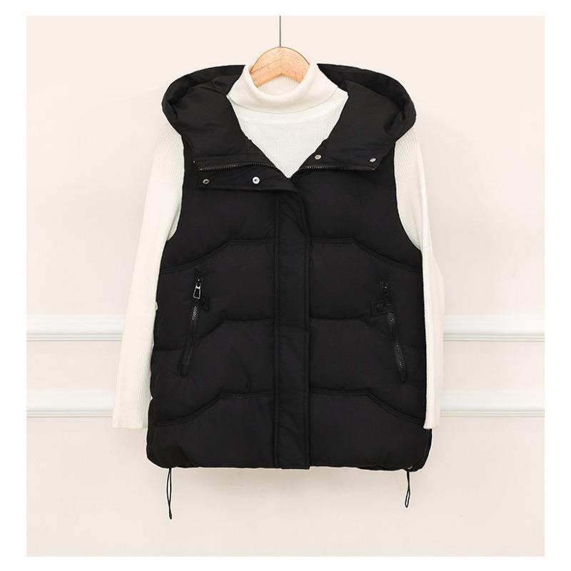 Koreanische Version der neuen Damen-Baumwolljacke, leicht, ärmellos, einfarbig, verdickt, warm, sportlich, Freizeit, locker