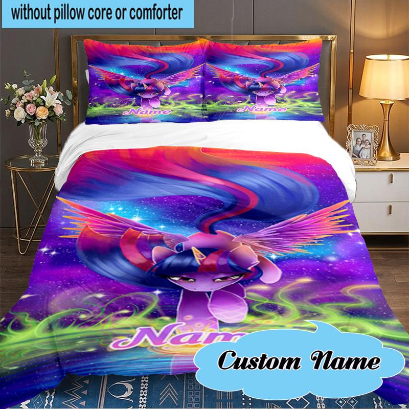 Custom Name 3PCS Unicorn Fantasy World Bedding Set Including 1pc Duvet Cover And 2pcs Pillowcases for Bedroom, Dormitory Gift Home Decor