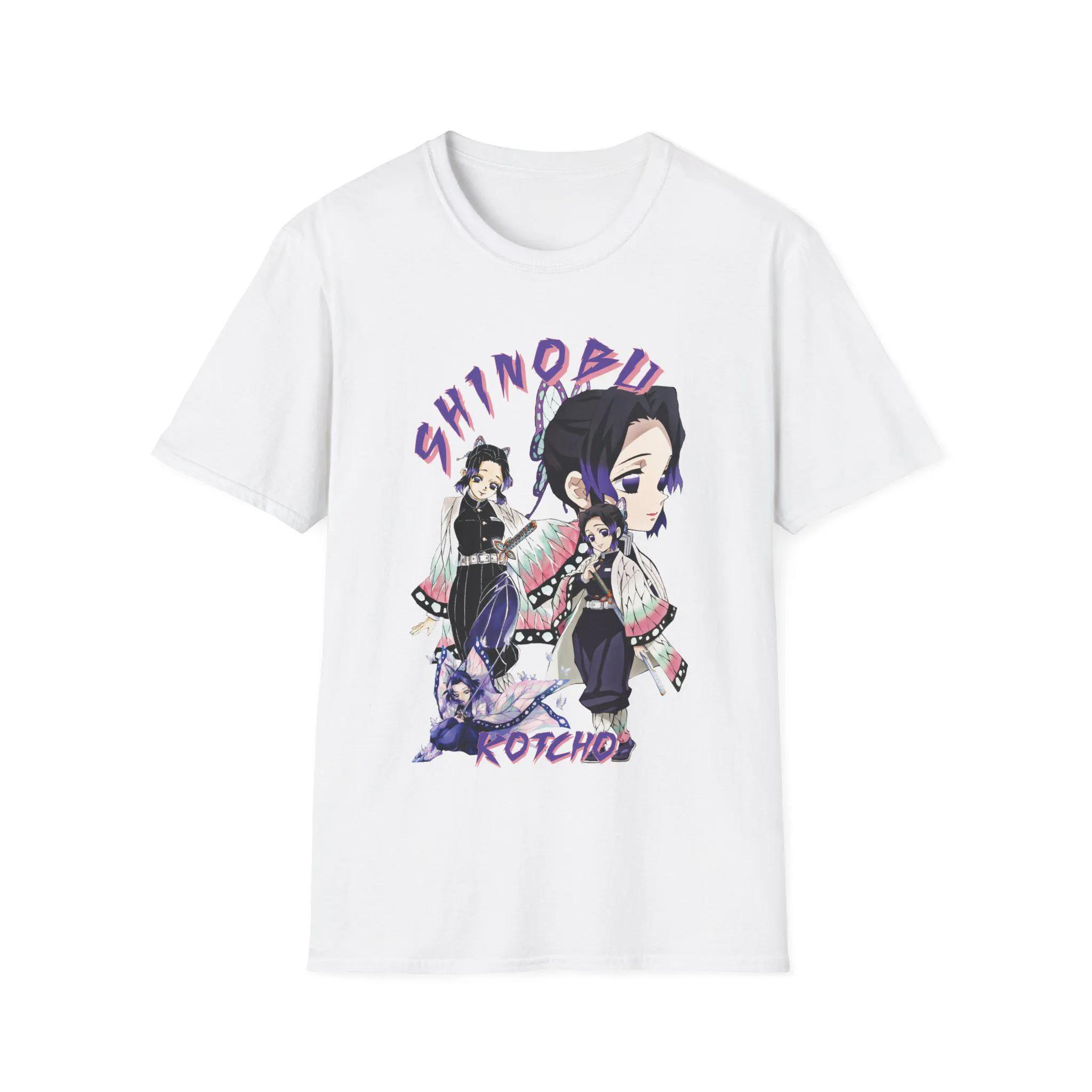 

2026 Summer New 100purecotton Demon Slayer Shinobu Kocho Cartoon pattern street Short Sleeve loose popularTshirt Round shirt S