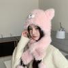 Plush Cat Ears Hat Knitted Cycling Balaclava One Piece Ear Protection Hat  Winter Season