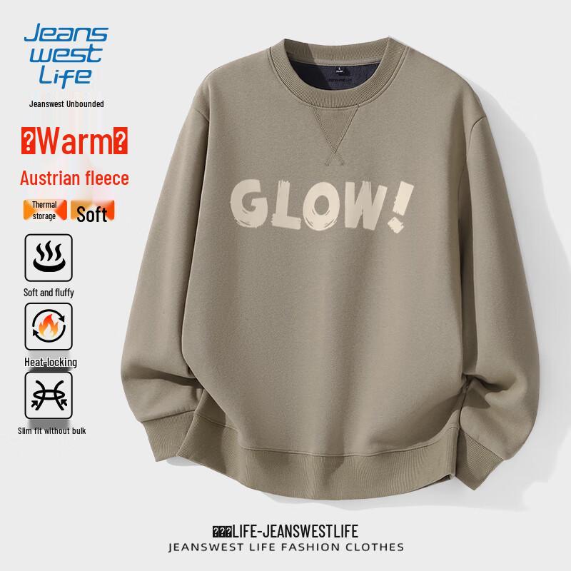 

Jeanswest Men s Winter Fleece-Lined Round Neck Sweatshirt 4XL