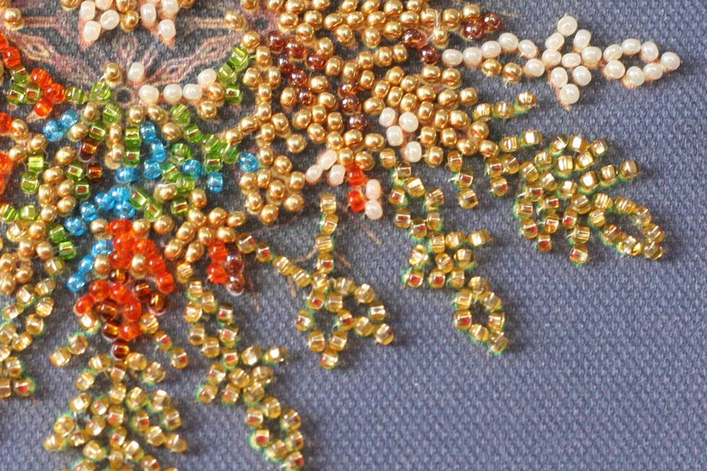 Mini Kit for Embroidery with Beads On Natural Artistic Canvas Abris Art New Year's Miracles