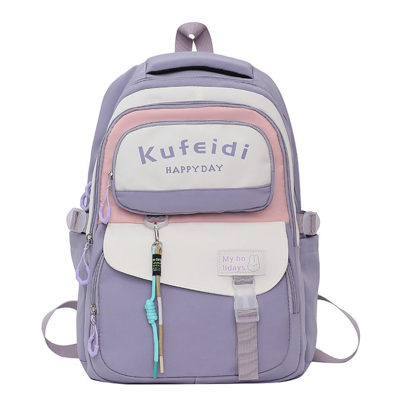 

Forest school bag female high school student simple backpack ins style Korean version junior high school student large capacity backpack girl Single pack фиолетовый