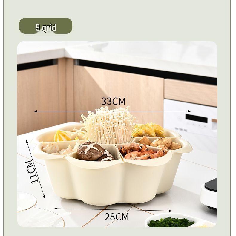 

Rotatable Multi-Compartment Fruit & Vegetable Draining Basket Cream White - 9 compartments кремовый