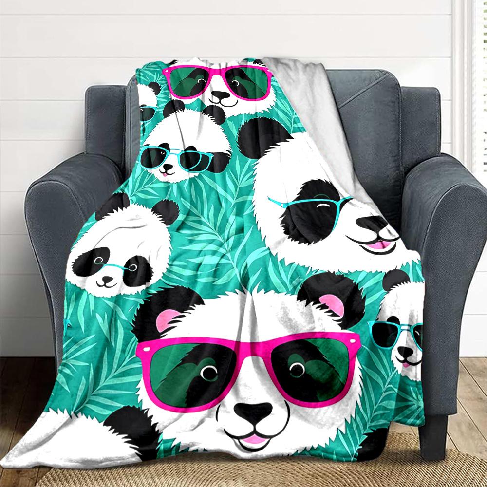 1pc Panda, Sunglasses Blanket Warm, Cozy, And Soft, Suitable for Sofas, Beds, Cars, And Office Use.Perfect for Camping And Travel, Making It a Great G