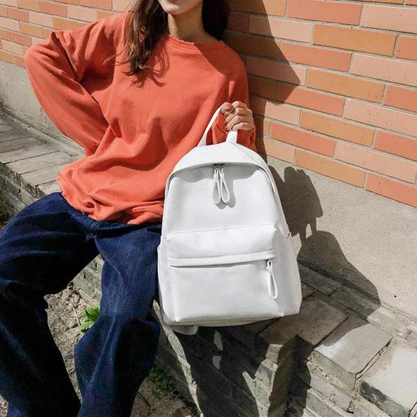 Women's Backpack Vintage Soft PU Backpack casual Anti-theft Shoulder Bag Solid Color School Backpack