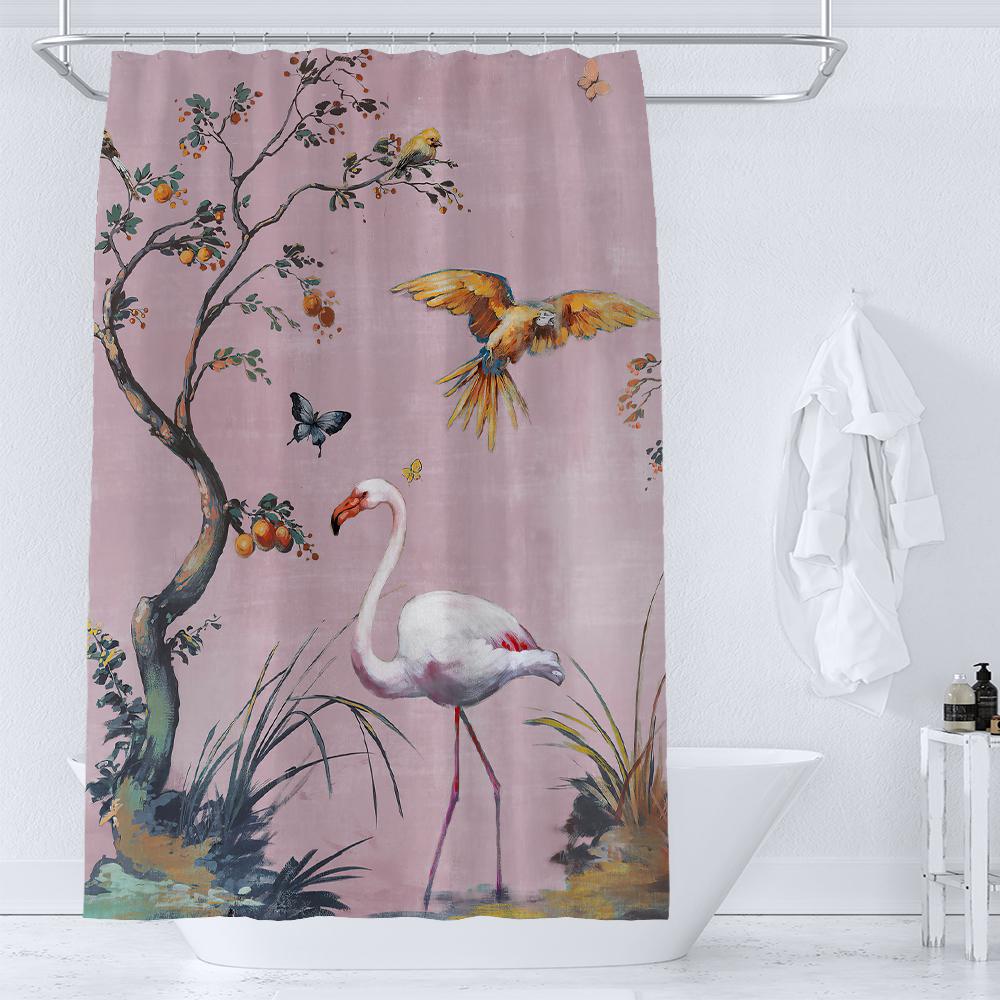 Chinese Style Flowers Birds Bath Curtains Waterproof Bathroom Curtain 3D Printed Fabric With Hooks Decoration Shower Curtain