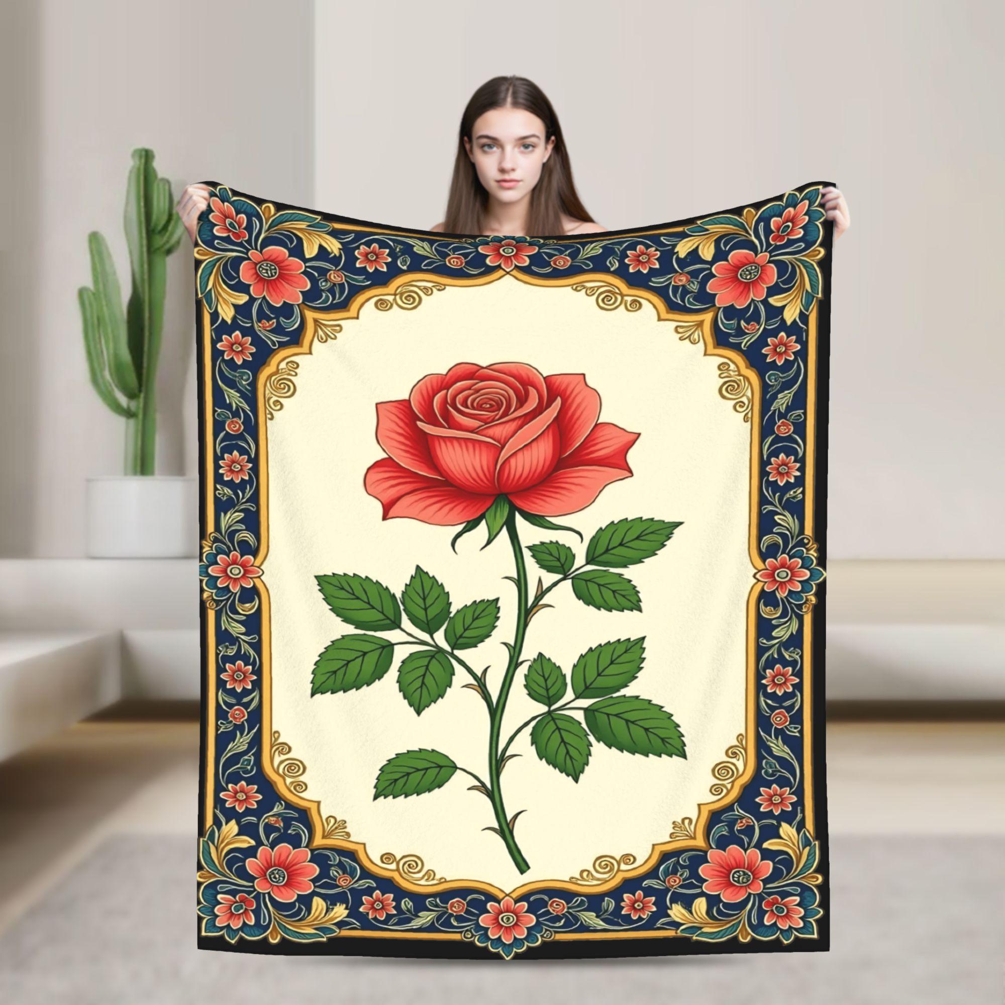 

Border Painting Art Flower Flannel Blankets Winter Super Warm Throw Blanket for Child Couch Chair Bedspread Sofa Bed Cover 75cmx90cm чёрный