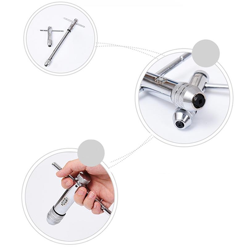 Tap Wrench Ratchet Screwdriver T-handles M3-M8 M5-M12 High Carbon Steel Die